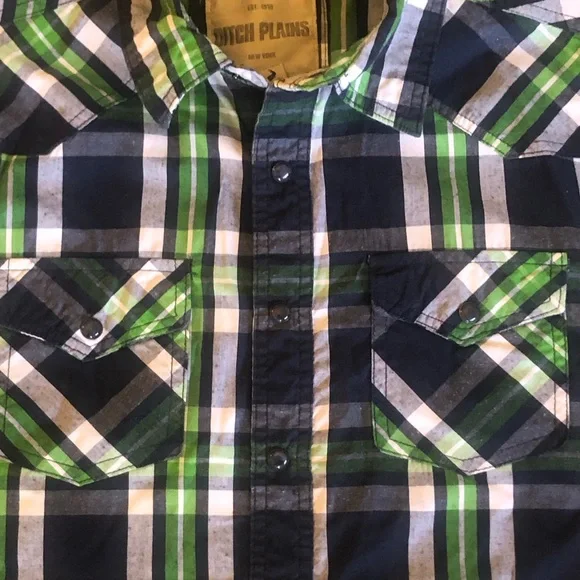 Ditch Plains Green & Blue Plaid Button Down Shirt size Large - Picture 6 of 9
